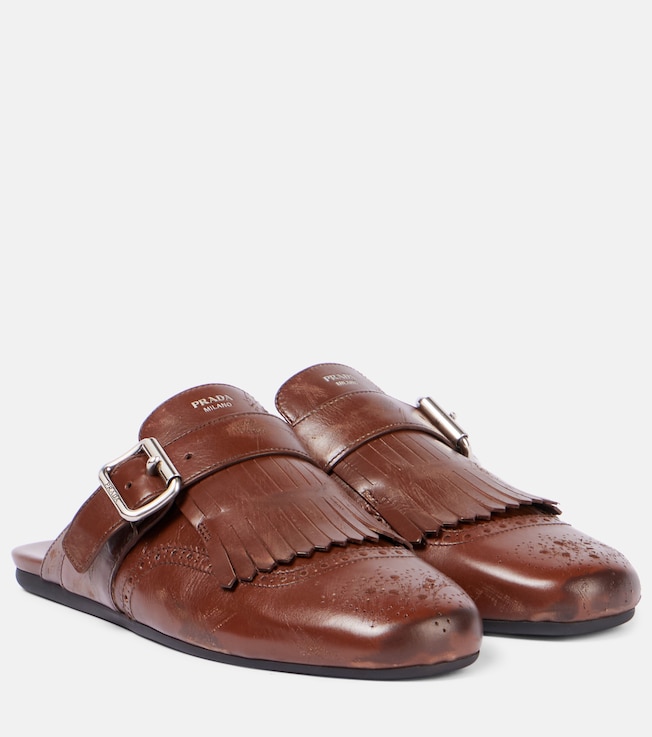 Shuffle fringed leather mules | Prada