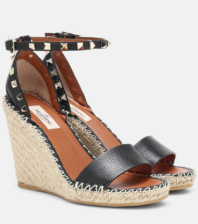Valentino Garavani Rockstud leather wedge espadrilles | Valentino Garavani