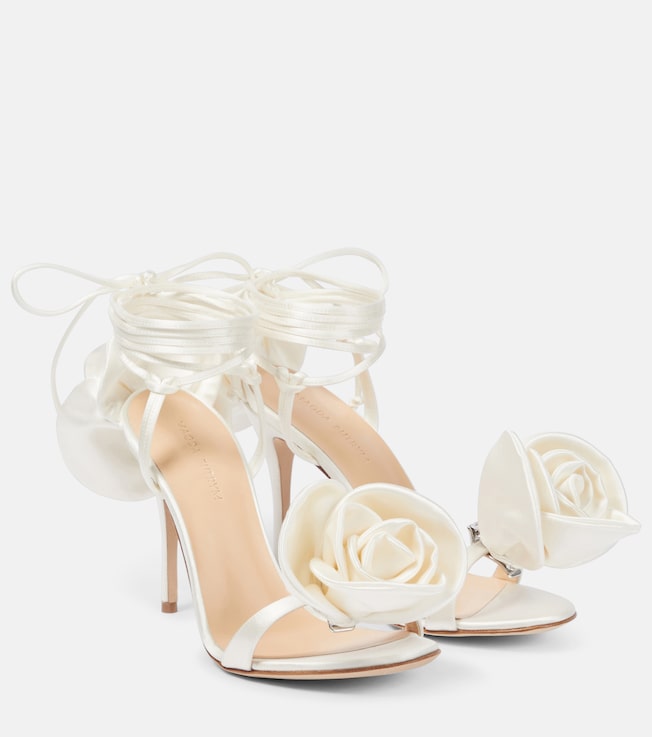 Floral-appliqué satin sandals | Magda Butrym