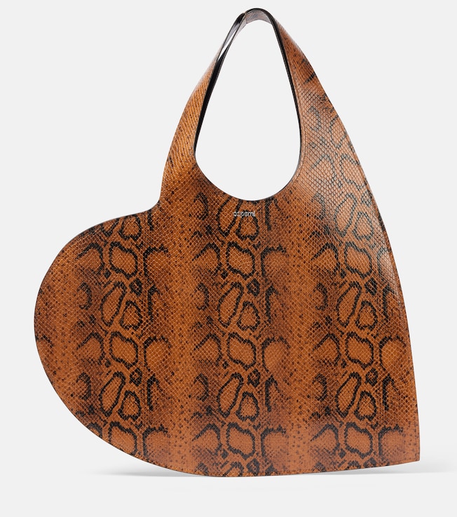Heart snake-effect leather tote bag | Coperni