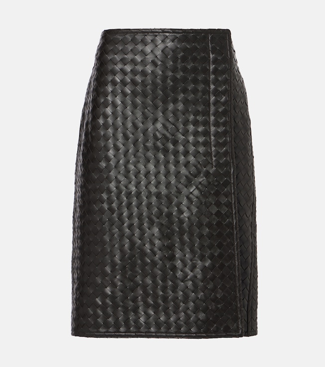 Intrecciato leather midi skirt | Bottega Veneta