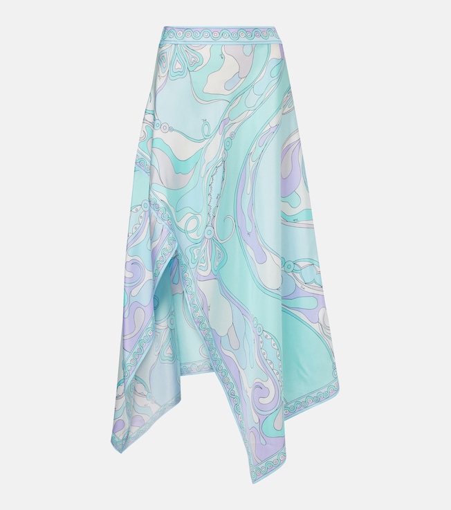 Orchidee asymmetric silk twill maxi skirt | Pucci