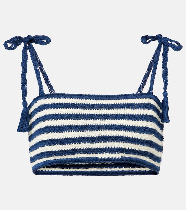 Coastal striped crochet cotton crop top | Anna Kosturova