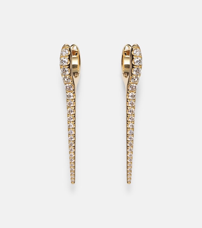 Lola Needle Medium 18kt gold earrings with diamonds | Melissa Kaye
