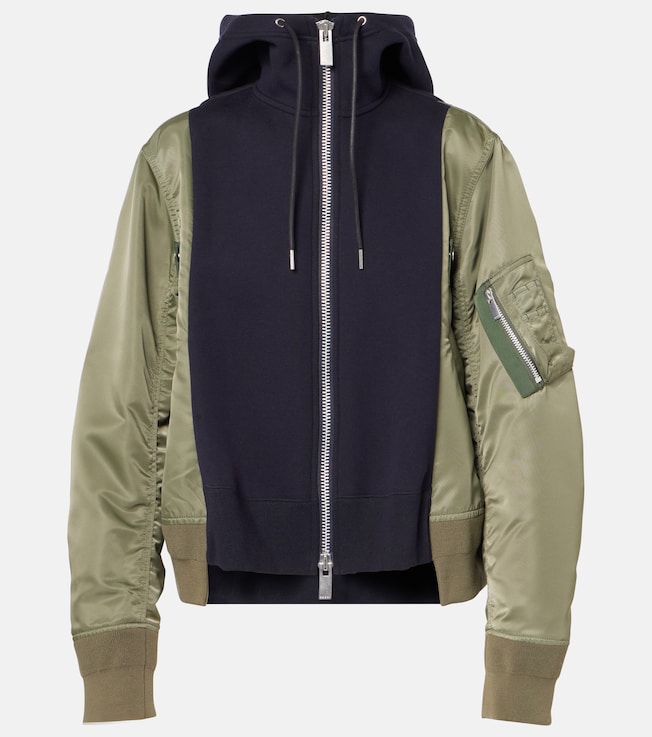 Paneled cotton-blend zip-up hoodie | Sacai