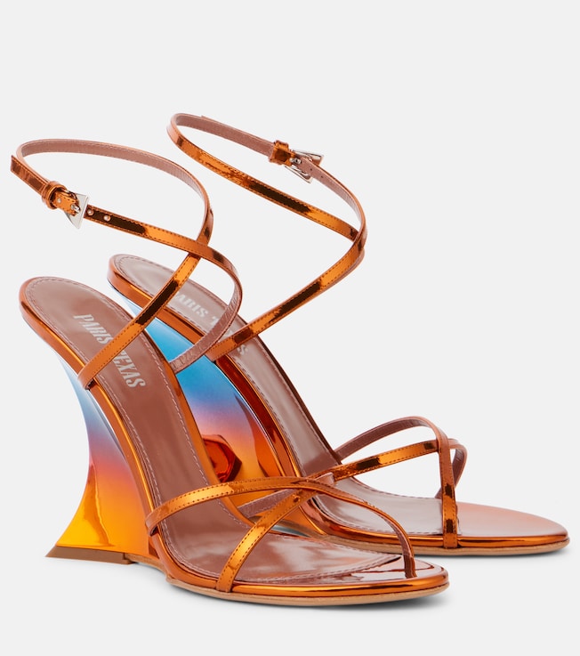 Nina 105 mirrored leather wedge sandals | Paris Texas