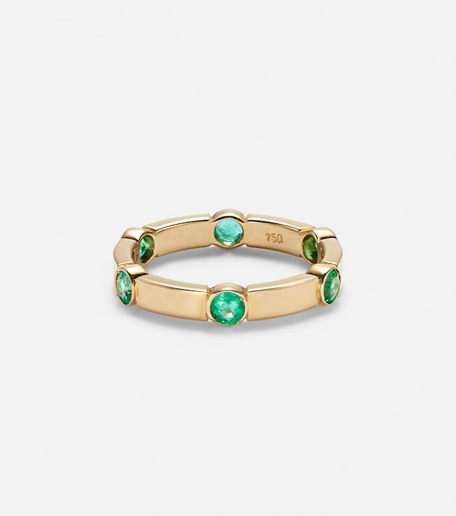 Stepping Stone 18kt yellow gold ring with emeralds | Ileana Makri