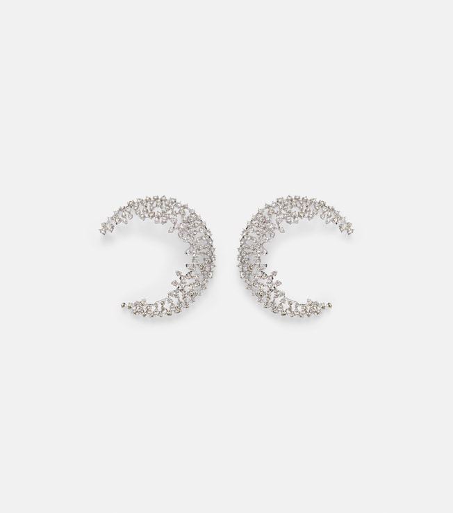 Scatter Moon 18kt white gold earrings with diamonds  | Ananya