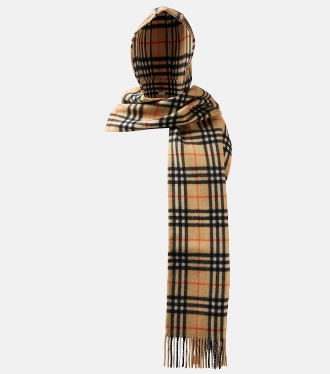 Burberry Check cashmere hooded scarf | Burberry