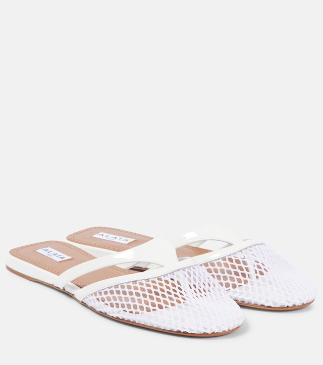 Infradito leather and fishnet mules | Alaïa