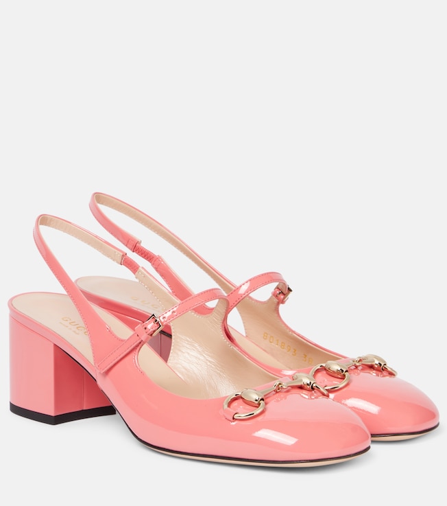 Horsebit patent leather slingback pumps | Gucci