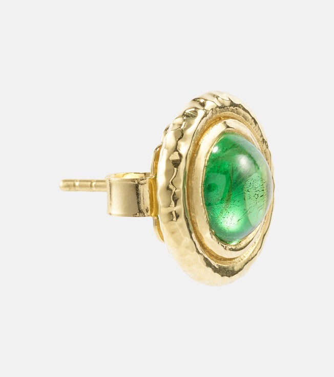 Palm 18kt gold earrings with tsavorites | Octavia Elizabeth