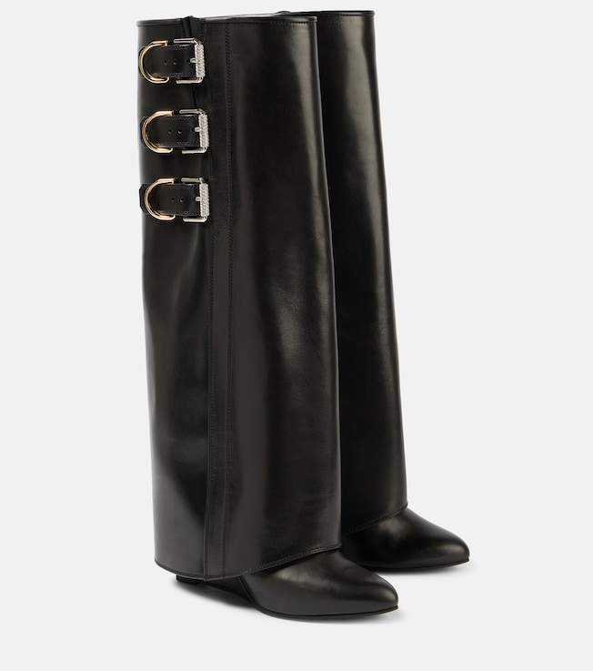 Shark Lock Buckles 90 leather knee-high boots | Givenchy