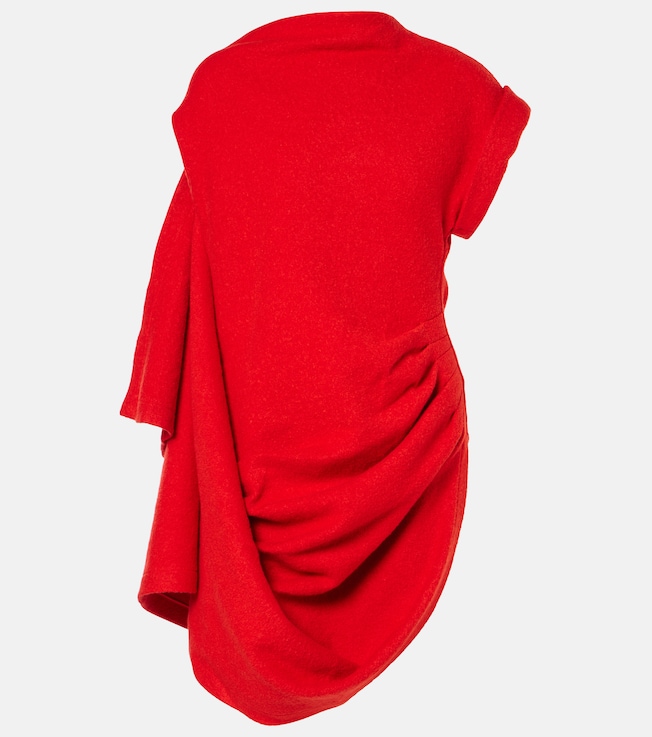 Asymmetrical draped cotton wool-blend top | Xu Zhi