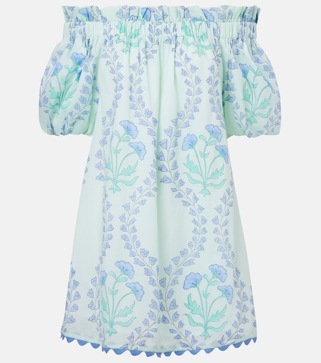 Printed off-shoulder cotton minidress  | Juliet Dunn
