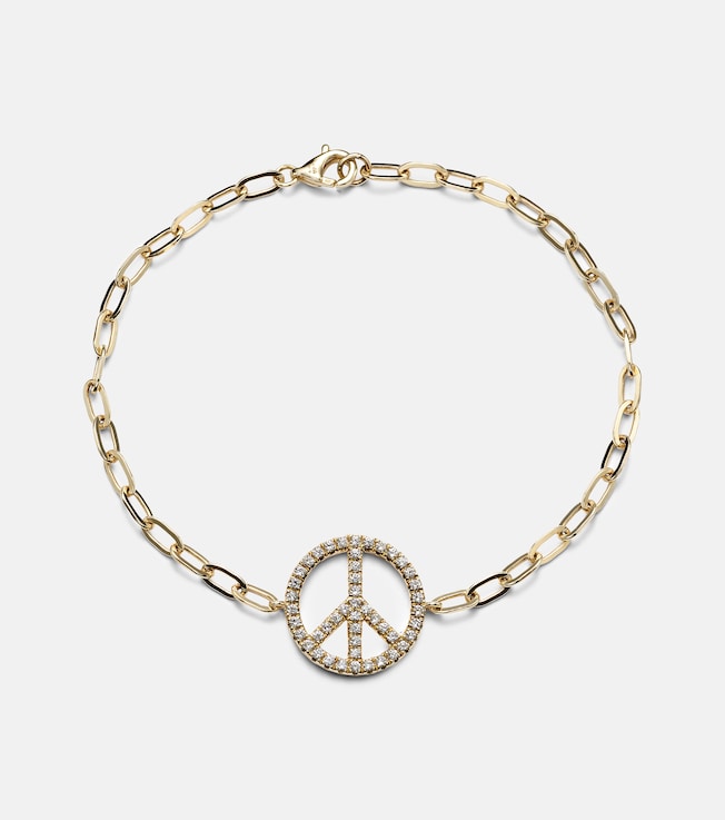 Peace Out 14kt gold bracelet with diamonds | Roxanne First