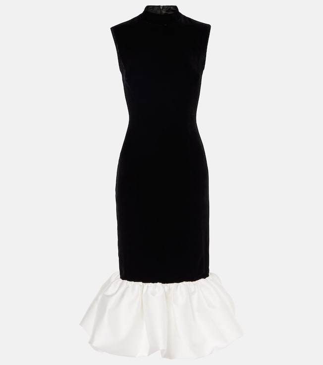 Velvet and satin midi dress | Rasario