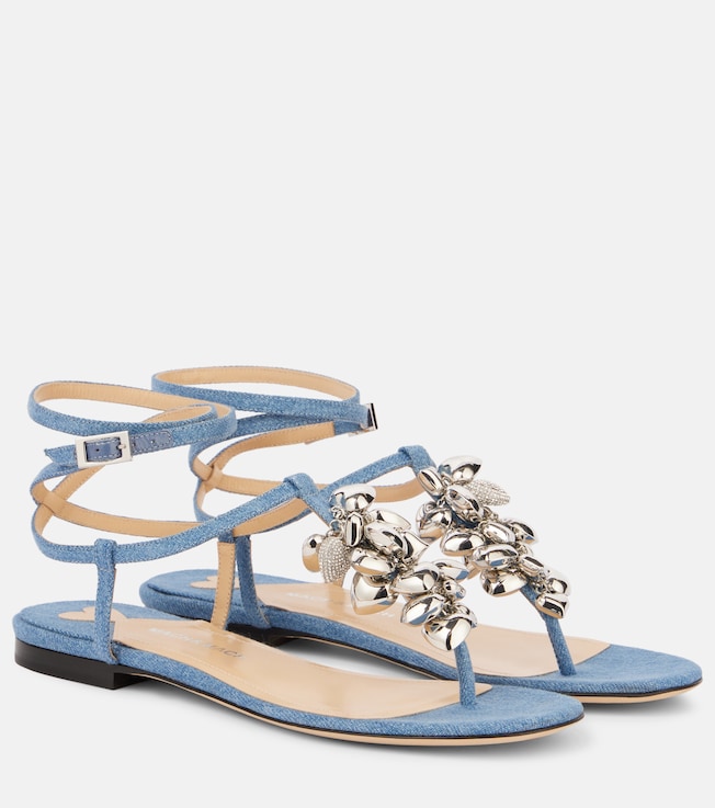 Puffy Heart embellished denim thong sandals | Mach & Mach