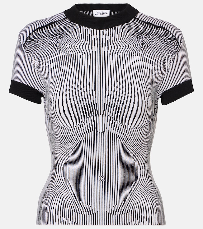 Morphing Pinstripe jacquard jersey top | Jean Paul Gaultier