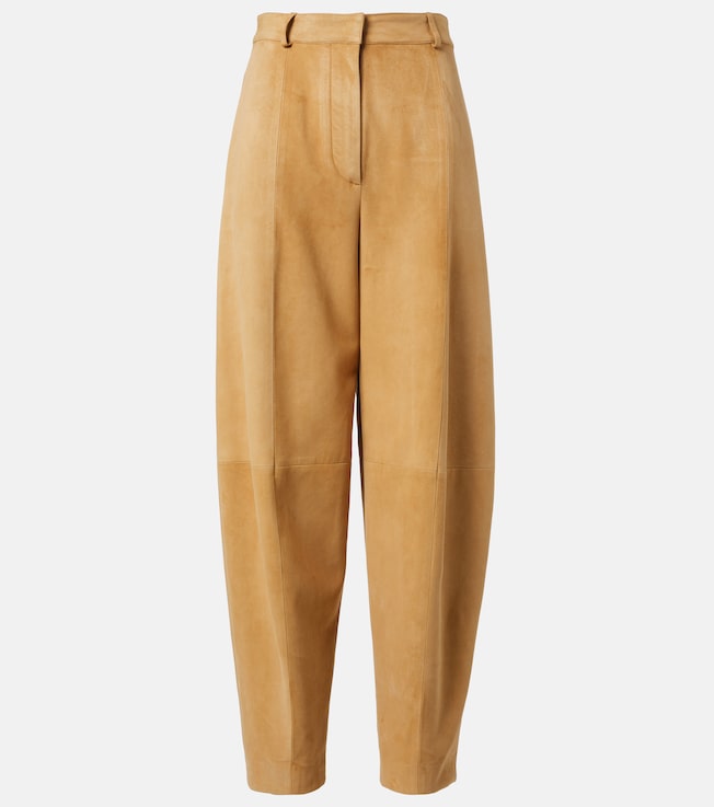 High-rise suede tapered pants | Loro Piana