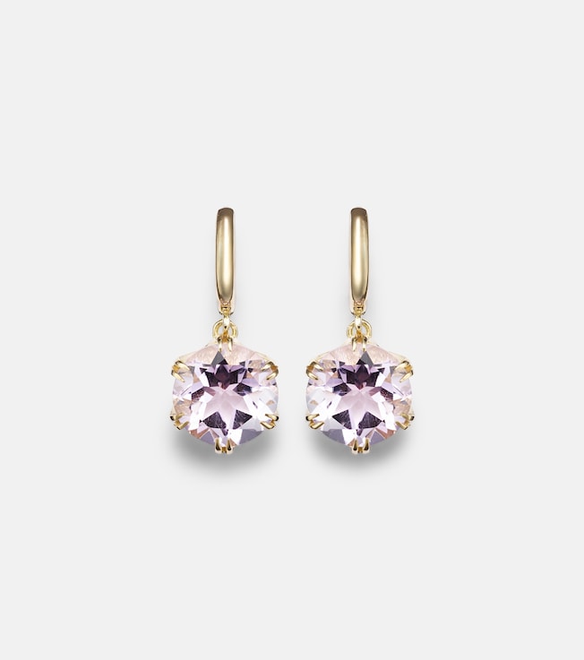 Crown 18kt gold earrings with amethysts | Ileana Makri