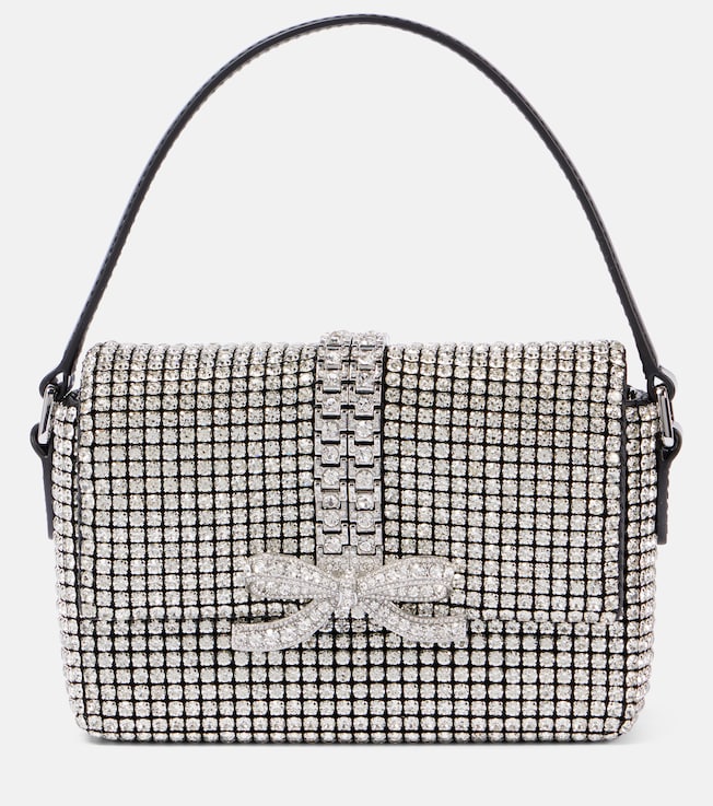 Embellished leather-trimmed tote bag | Self-Portrait