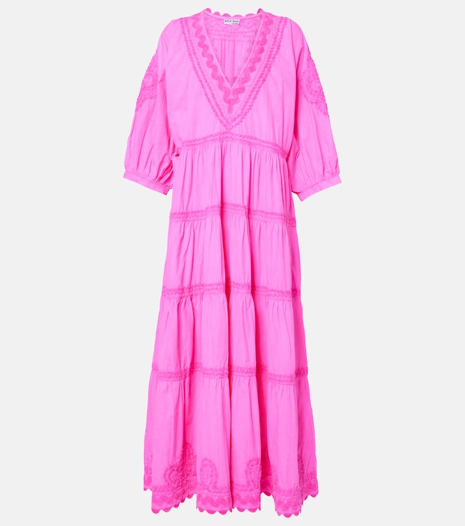 Embroidered cotton poplin maxi dress | Juliet Dunn