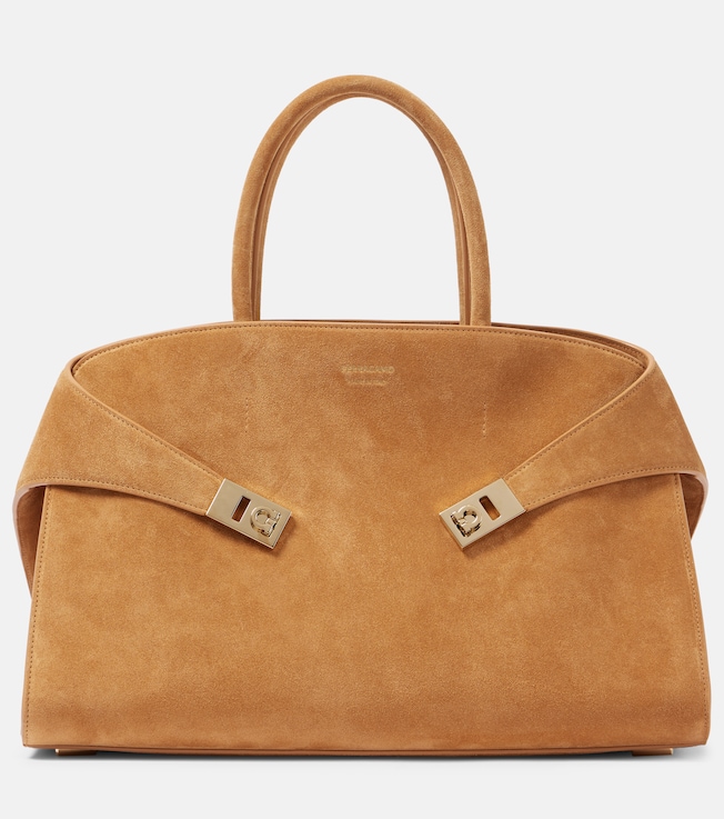 Hug Large suede tote bag | Ferragamo