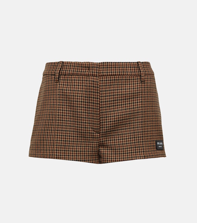 Houndstooth virgin wool shorts | Prada