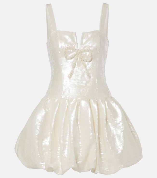 Bridal bow-detail sequined minidress | Self-Portrait