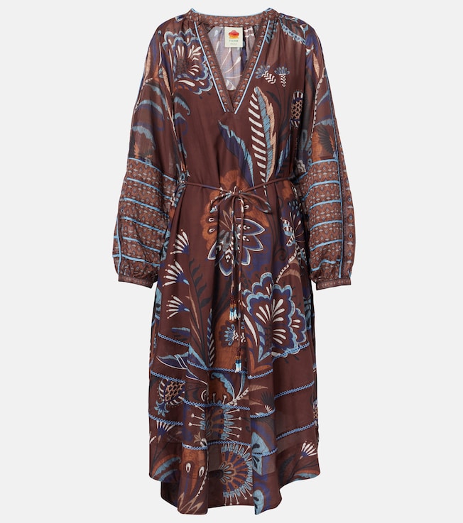 Delicate Garden Brown printed maxi dress | Farm Rio