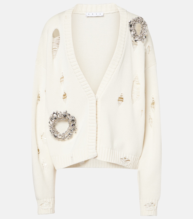 Crystal-embellished cotton and cashmere cardigan | Area