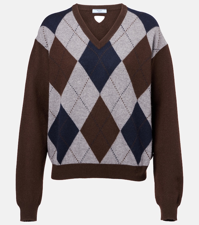 Argyle cashmere jacquard sweater | Prada