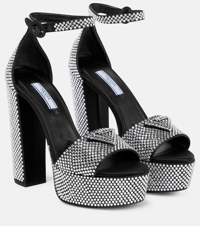 Embellished satin platform sandals | Prada