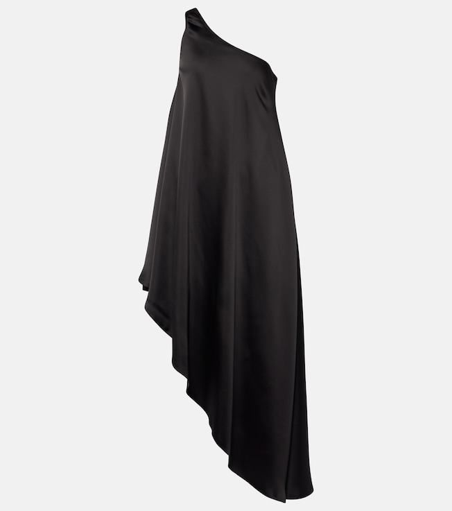 Asymmetric one-shoulder satin midi dress | Norma Kamali
