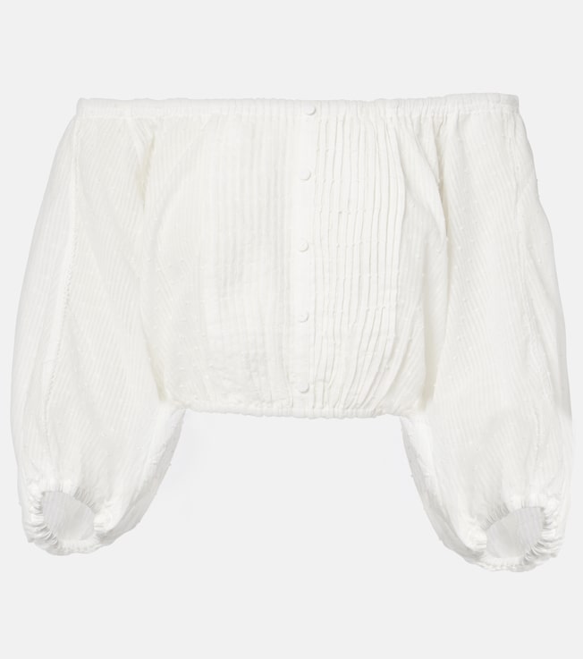 Bova off-shoulder cotton crop top | Poupette St Barth