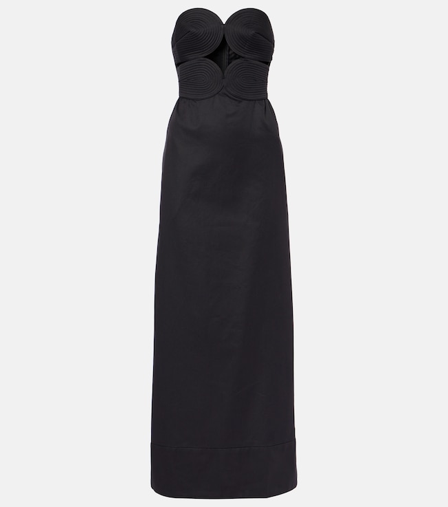 Strapless cotton and linen-blend maxi dress | Adriana Degreas