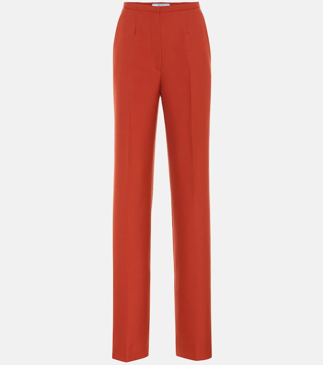 High-rise straight wool pants | Prada