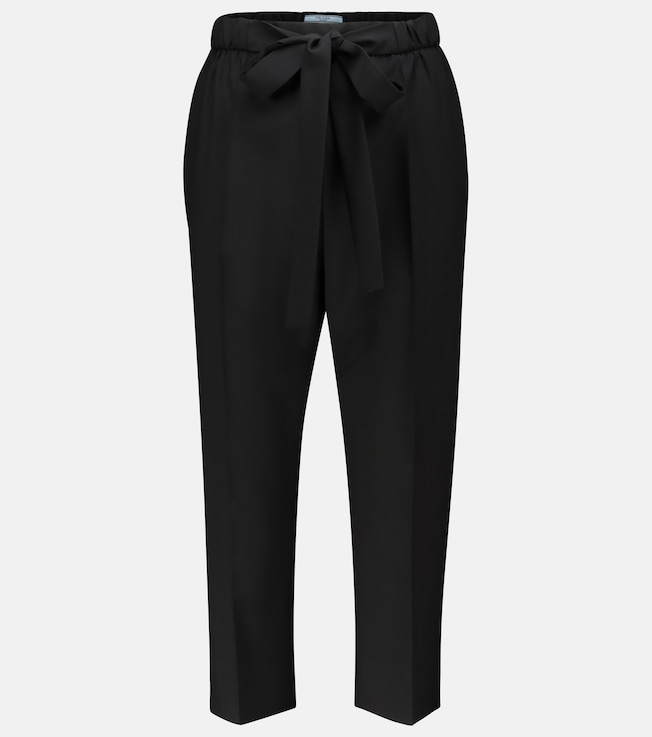 High-rise cropped slim wool pants | Prada