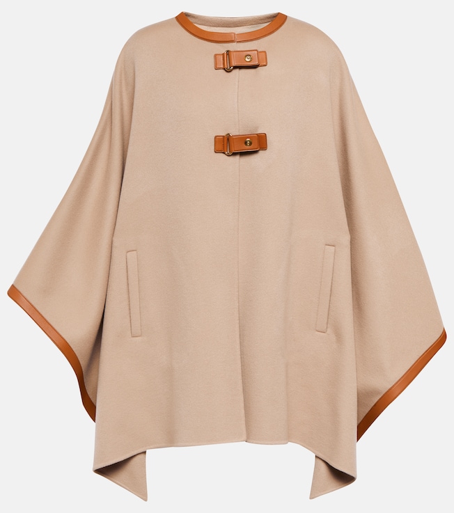Kirna leather-trimmed cashmere cape | Loro Piana