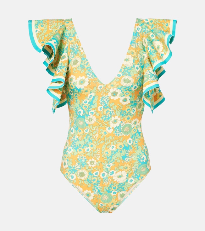 Cristina ruffled printed swimsuit | Alémais