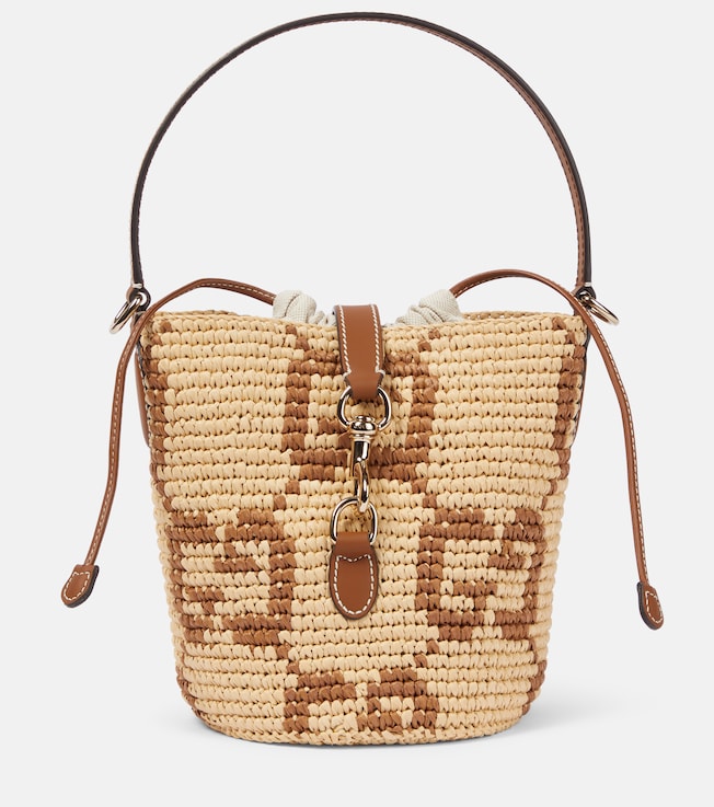 GG Mini raffia-effect bucket bag | Gucci