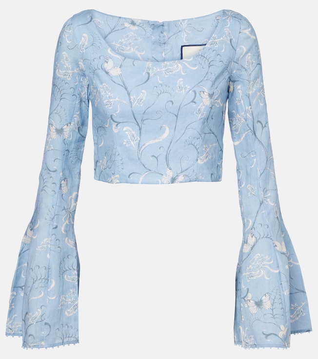 Limoncillo Lymanopoda floral linen crop top | Agua by Agua Bendita