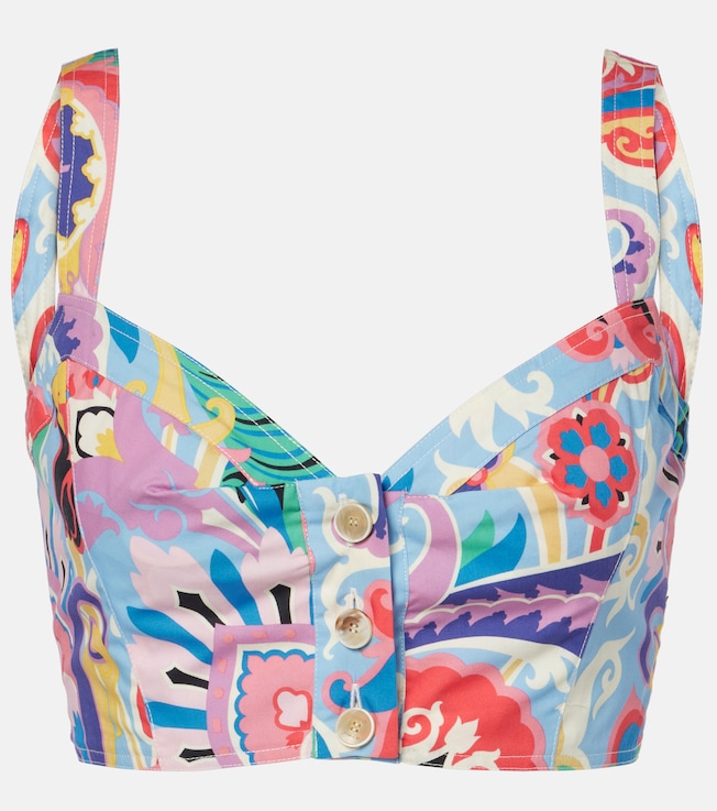 Printed cotton crop top | Etro
