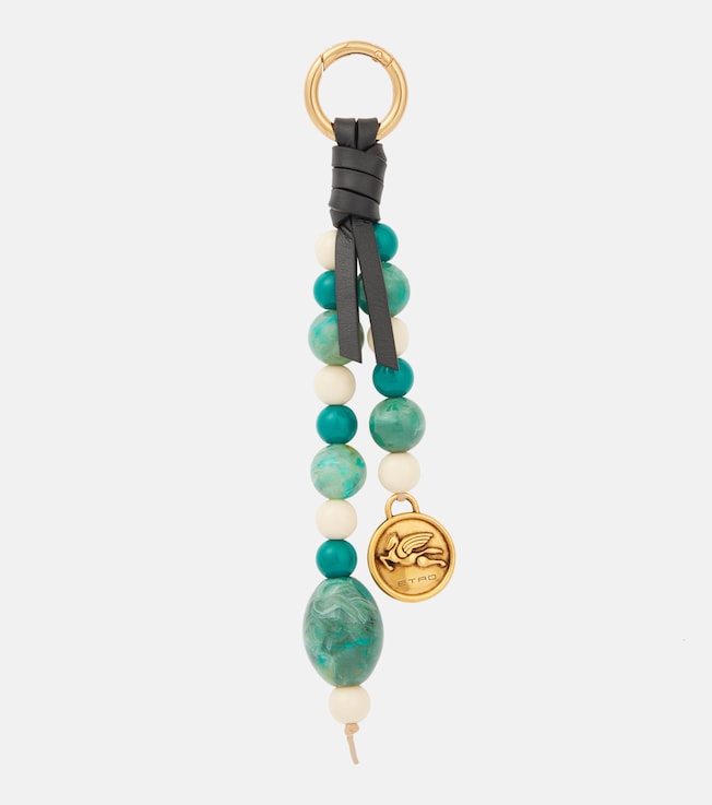 Embellished leather bag charm | Etro
