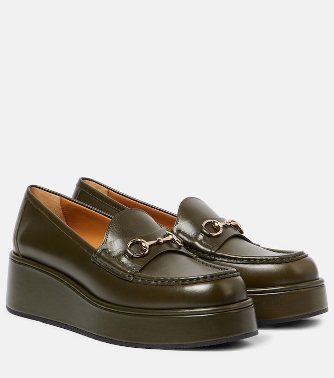 Horsebit leather platform loafers | Gucci