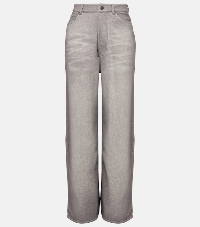 Mid-rise cotton fleece wide-leg pants | Acne Studios