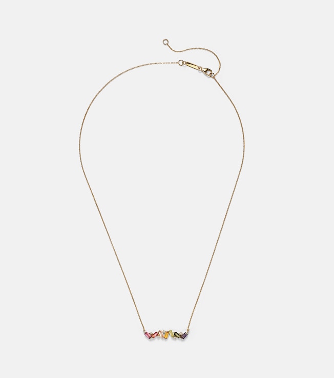 Frenesia Rainbow Bar 14kt gold necklace | Suzanne Kalan