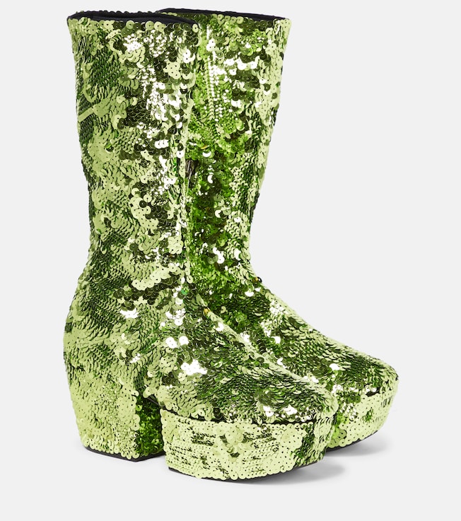 Sequined platform ankle boots | Prada
