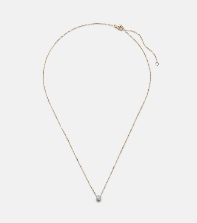 Dainty Mirror Ball 10kt gold necklace with diamonds | Stone and Strand